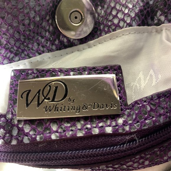 Vintage Whiting & Davis Purple Mesh and Snakeskin Embossed Leather Bag - Picture 11 of 13